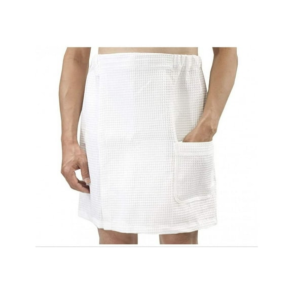 Waffle C-P blend Fabric Spa Men's Bath Body Waist Wrap with Velcro & Snap + Pockets size: Std. 2/ Pack