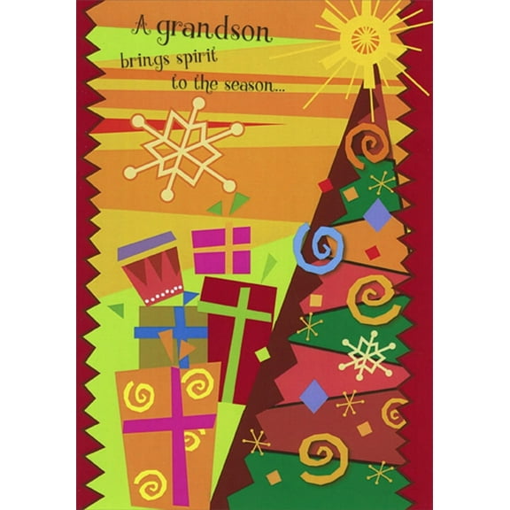 Designer Greetings Brings Spirit to the Season for Snowflake, Presents, Tree African American Christmas Card for Grandson