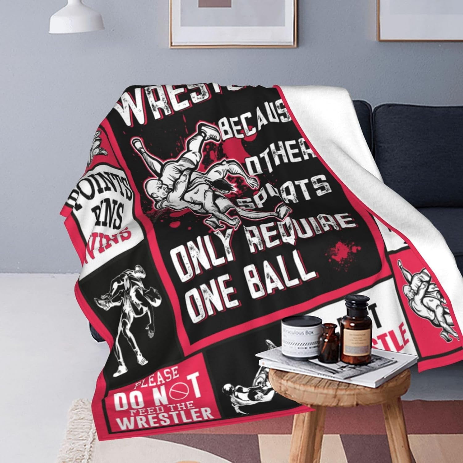 Wrestling Blanket Wrestling Throw Blanket Soft Fleece Flannel Bedding Wrestling Gifts for Men Wrestler Boys Women Girls Lovers Adults Stuff Plush for Couch Sofa Bed Room Decor 40"X50"