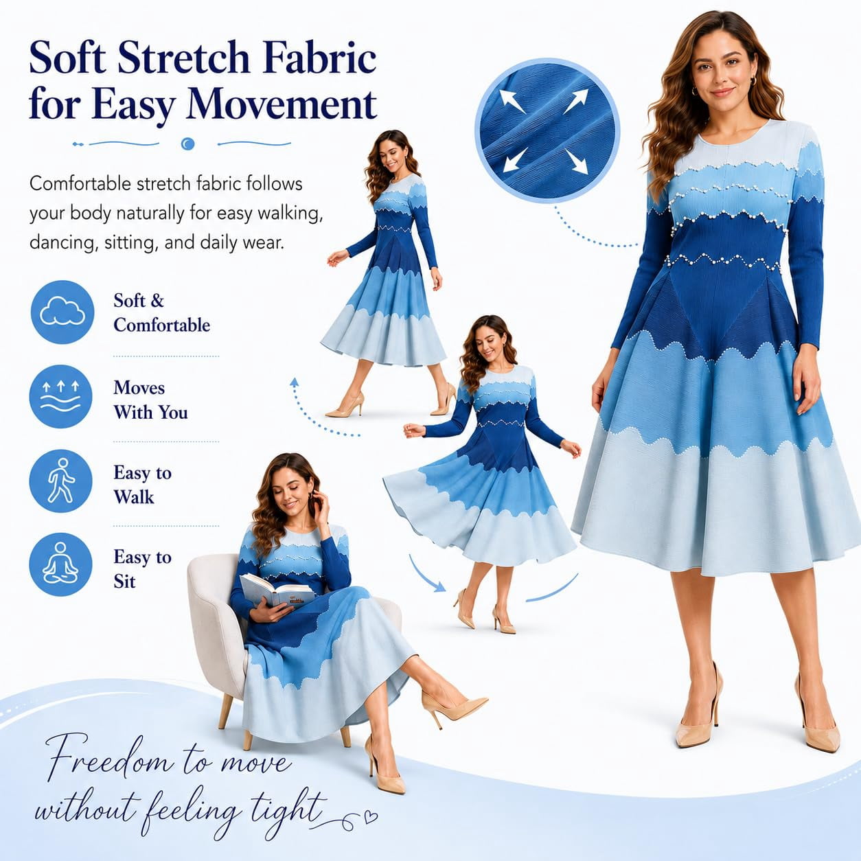 Bouncy Dresses for Women, Bounce Dresses for Women Church, Modest Dress for Women Fashion, Relaxed Fit Dress for Party and Casual Wear