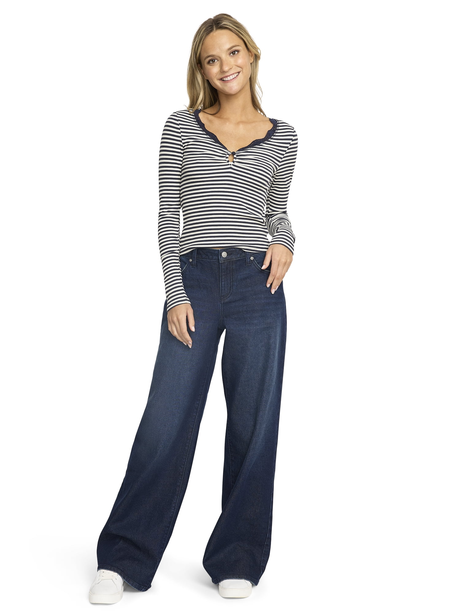 Mills by Millie Bobby Brown Women's Wide Leg Denim Jeans, Sizes 00-18