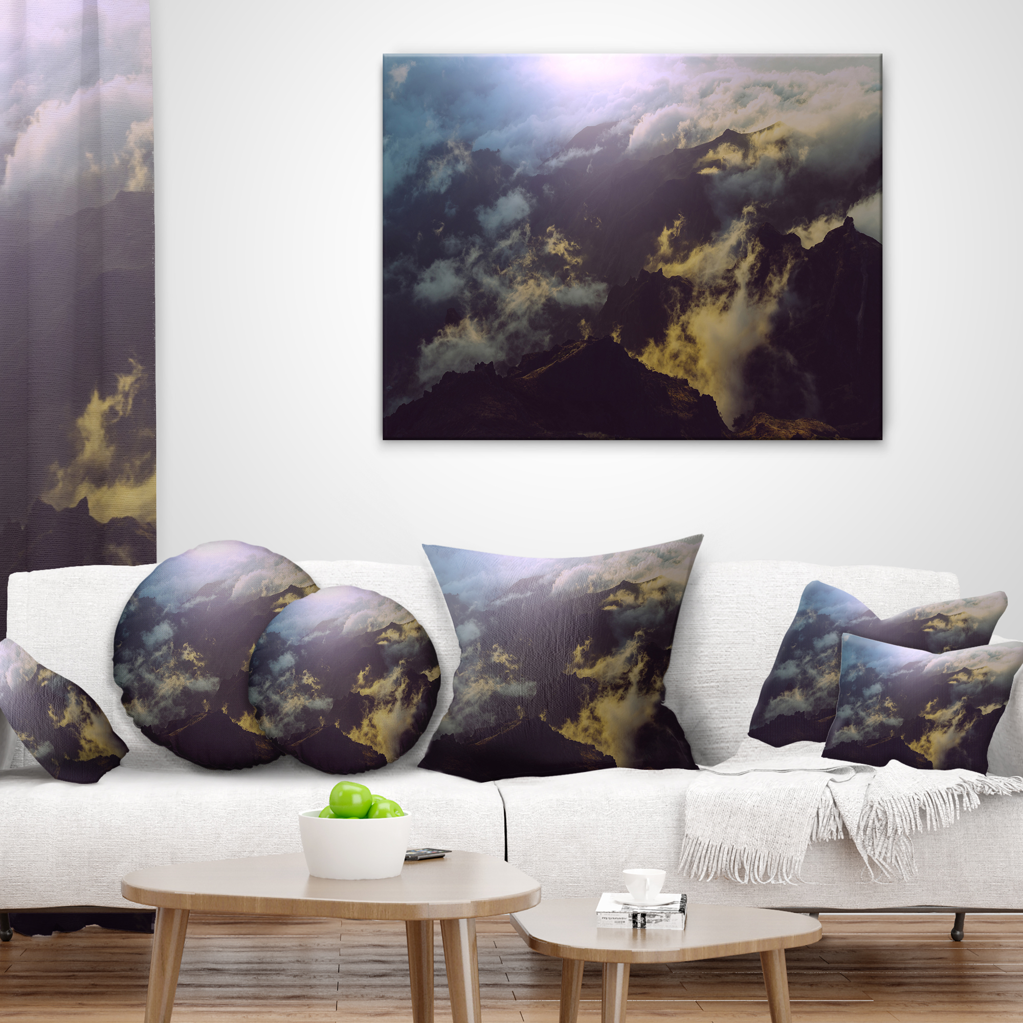Designart Mountain Above the Clouds View - Landscape Printed Throw Pillow - 16x16