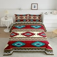 thumbnail image 2 of jejeloiu Ancient Bohemian Aztec Queen Comforter Set,Boho Exotic Style Bedding Sets,Red Beige Cyan Bedding Comforter Set For Men Women,Breathable Home Decor Reversible,3-Piece, 2 of 8