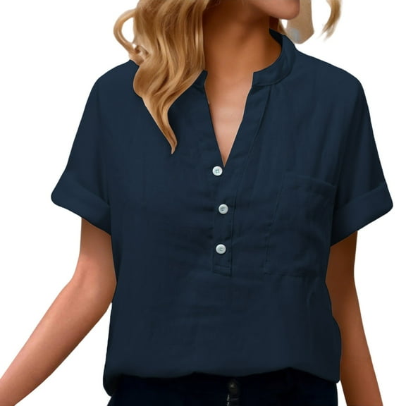 LIZUOJUNF Womens Tops Short Sleeve Blouse V Neck Shirts Travel Outfits Dressy Casual, 3XL
