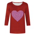 thumbnail image 4 of HaoXianJian Valentine's Day Shirt for Women Glitter Love Heart Printed T-Shirt Top 3/4 Sleeve Tee Crew Neck Casual Blouse Tops Size S-2X, 4 of 4