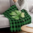 thumbnail image 5 of Throw Blanket Fleece Throw Blanket 40x50in, St. Patrick's Day Shamrock Soft Lightweight Bed Blankets Green Black Buffalo Plaid Fuzzy Couch Blankets for All Season, 5 of 9