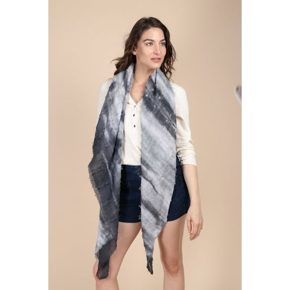 Veroma Grey Watercolor Tie Dyed Square Scarf