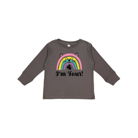 

Inktastic 4th Birthday Rainbow 4 Year Old Girl Gift Toddler Toddler Girl Long Sleeve T-Shirt