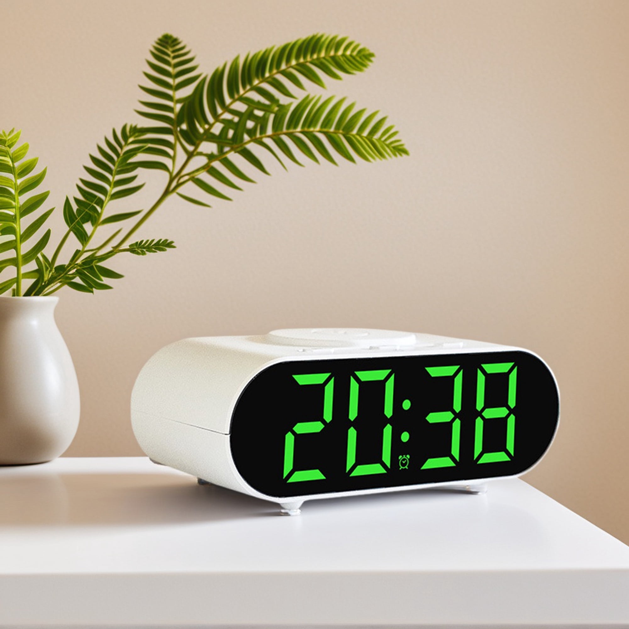 Unique Bargains Oval Alarm Clock Decorate for Bedroom Green