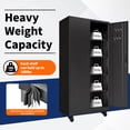 thumbnail image 4 of Dtwnek 71" Tall Garage Storage Cabinet with Doors and Wheels, Metal Cabinet with Shelves, Storage Cabinet for Garage, Home, Office, Black, 4 of 9