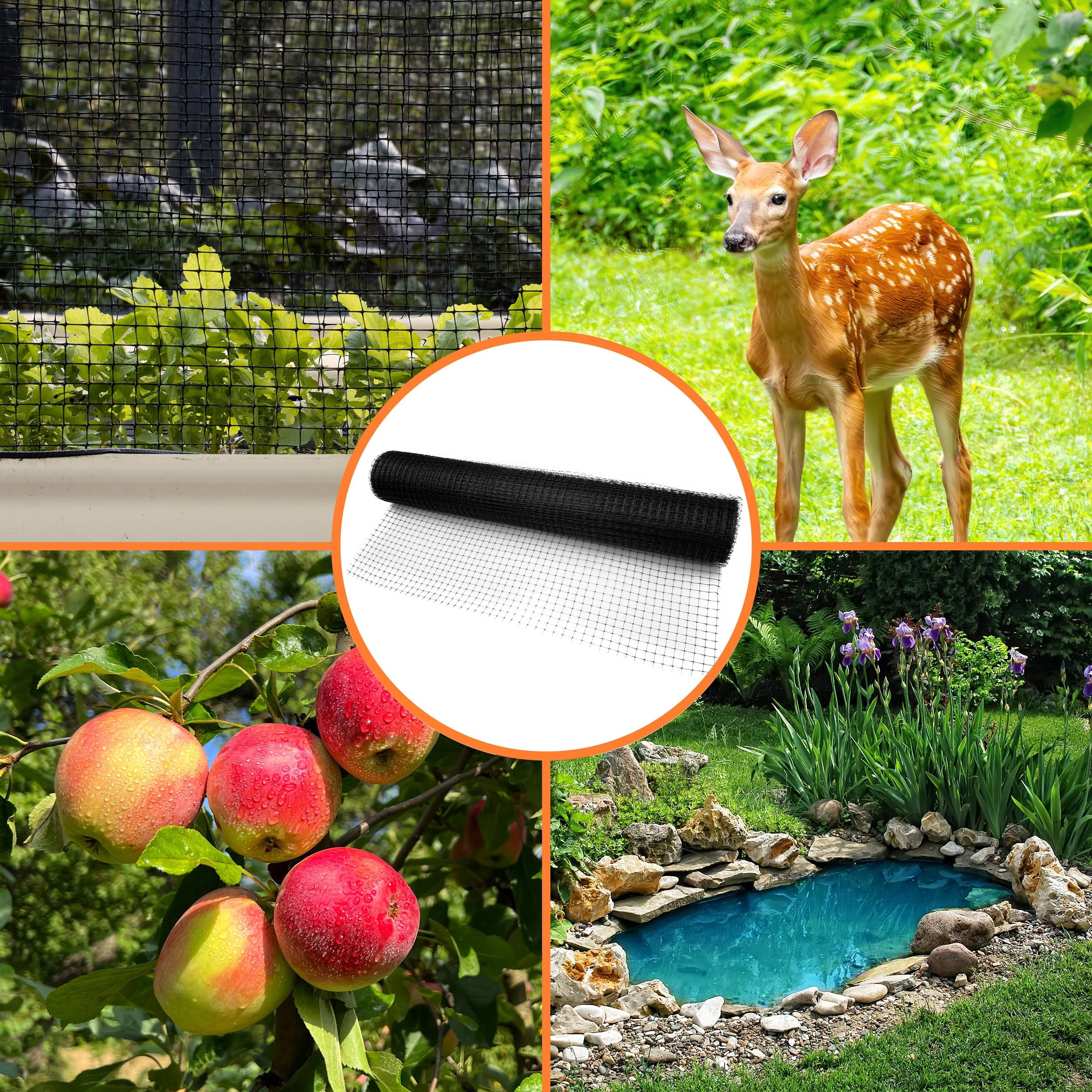 MEKKAPRO Deer Net 7 x  65 ft 40GSM Heavy-Duty Netting for Garden Protection, Deer Fence Mesh Fencing, Durable Netting for Garden, Fence for Trees, for Shrubs