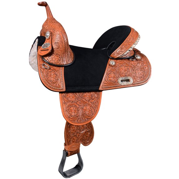 92HS HILASON 15 Treeless Western Trail Barrel Racing American Leather Saddle | Horse Saddle | Western Saddle | Treeless Saddle | Saddle for Horses | Horse Leather Saddle