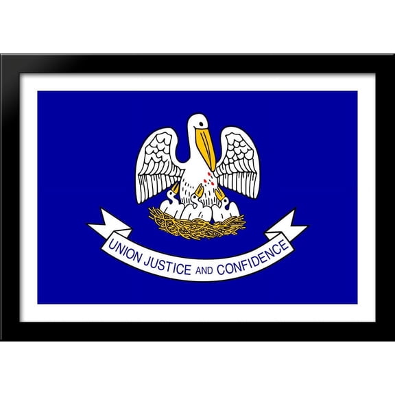 Louisiana State Flag Art 40x28 Large Black Wood Framed Print Art