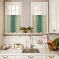 thumbnail image 3 of 3 Piece Kitchen Curtains and Valances Set Sage Green Yellow Ombre Cafe Curtains 36 Inch Length Farmhouse Modern Gradient Art Valance & Tier Curtain for Living Room Bedroom Window 54"x18"+27"x36"*2, 3 of 6