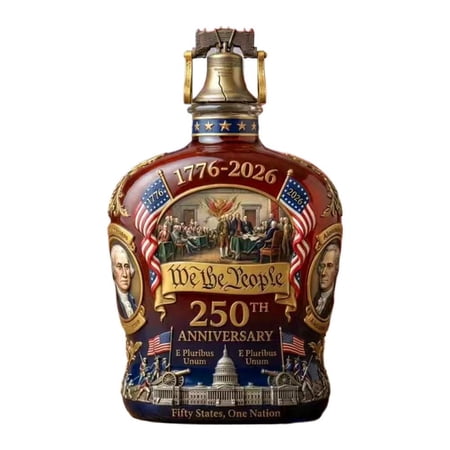 250th Anniversary American Heritage Whiskey Decanter, 1776-2026 "We the People" Commemorative Glass Bottle, Patriotic Liberty Bell Topper for Bourbon & Scotch, 15cm High Borosilicate Gift (1pc)