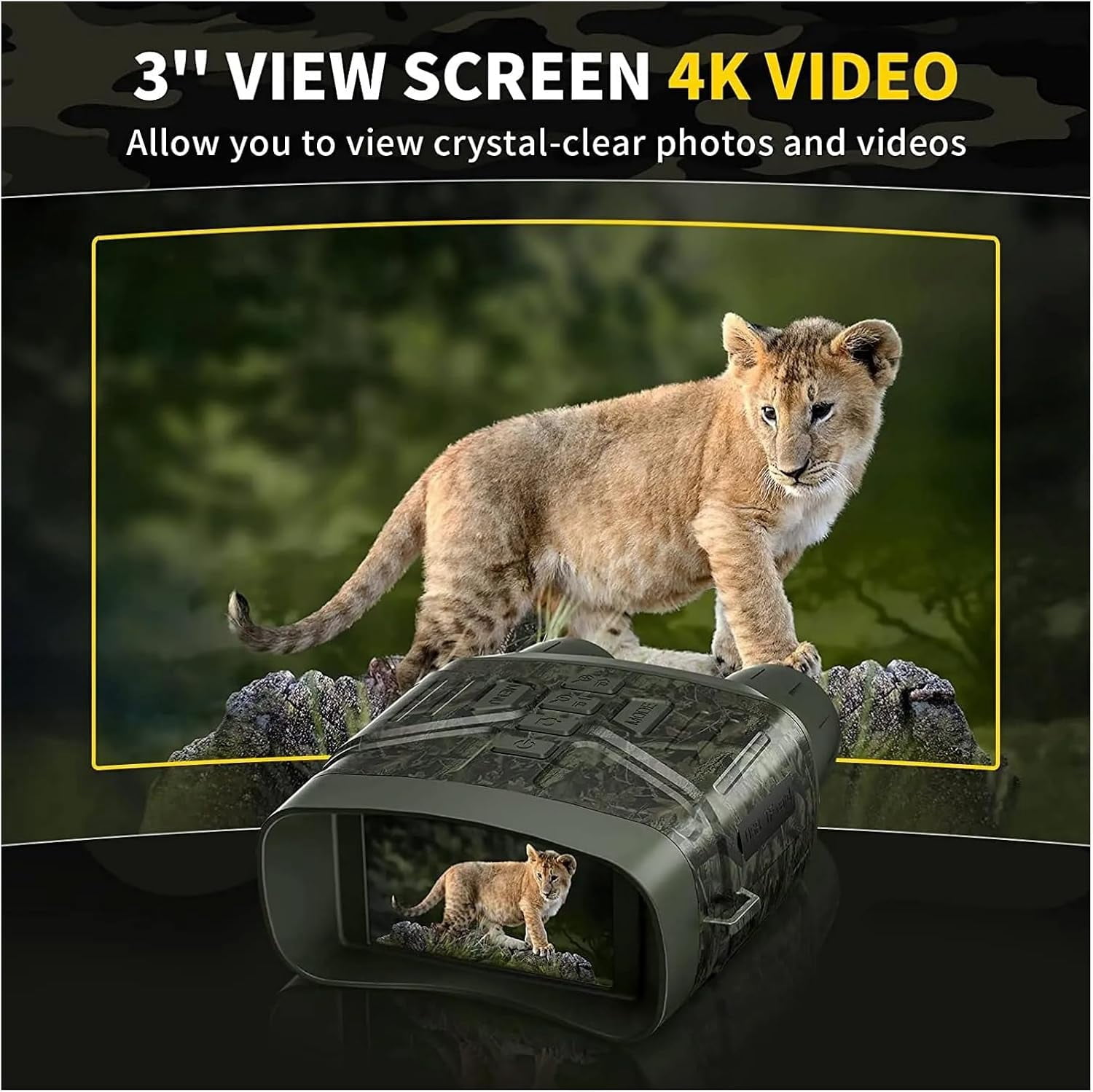 Night Vision Binoculars for Adults, 4K Night Vision Goggles Binoculars for Adults,3'' Large Screen,Save Photo/Video with Memory Card & Rechargeable Lithium Battery for Hunting & Camping (Camouflage 6