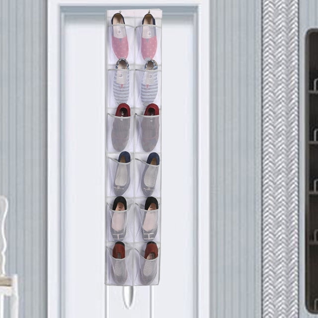 Fiudx Organizador de Zapatos Colgante, Diseño de Malla con 12 Bolsillos, Solución de Almacenamiento de Tela Transpirable, Ganchos para Colgar Sobre La Puerta, Organizador Multiusos para El Hogar, Ide