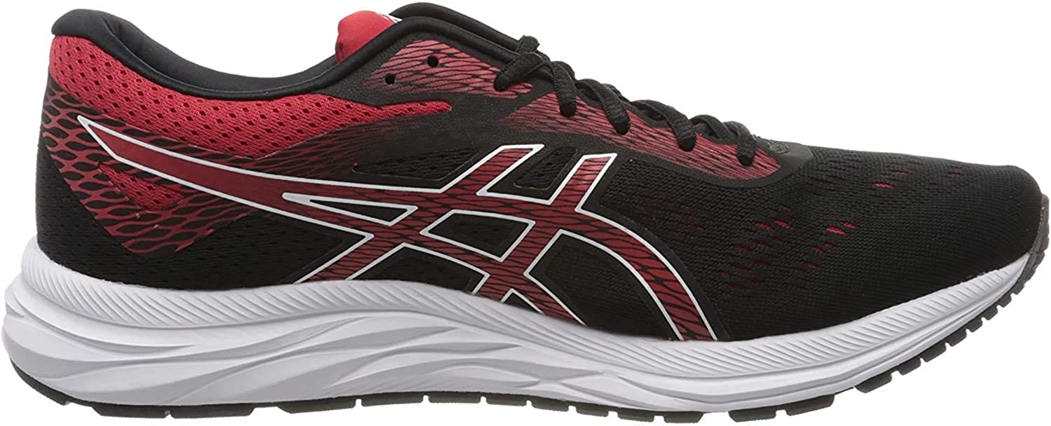 asics black and red running shoes