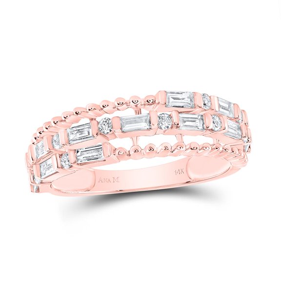 14K Rose Gold Baguette Diamond Fashion Band Ring 0.38cttw