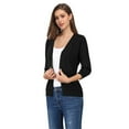 thumbnail image 2 of Women's Cardigan Sweaters Fall Cropped Open Front Button V Neck Lightweight Cardigans Knit, 2 of 4