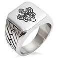 thumbnail image 1 of Stainless Steel Tribal Kraken Geometric Pattern Biker Style Polished Ring, 1 of 1