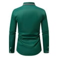 thumbnail image 5 of Stamzod Dressy Shirts for Men Fashion Solid Color Summer Long Sleeve Stretch Wrinkle-Free formal Shirt Business Casual Button Down Shirts Army Green XL, 5 of 7