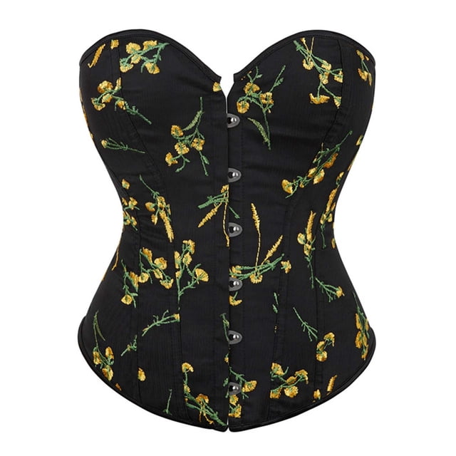 Faja reductora de cintura para mujer, con estampado de girasoles, estilo vintage, con tirantes tipo corsé, sin mangas