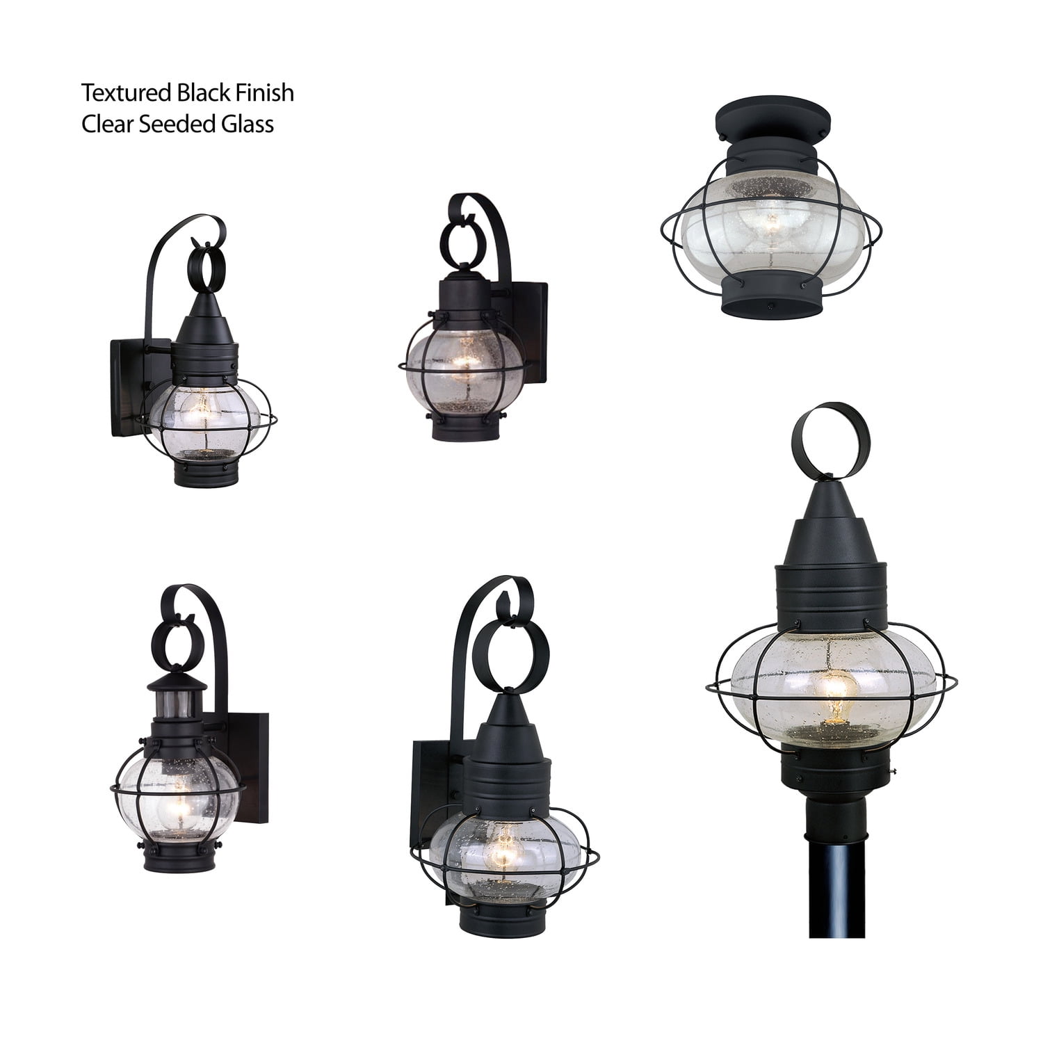 Vaxcel Chatham 1L Black Coastal Outdoor Globe Post Light Clear Glass