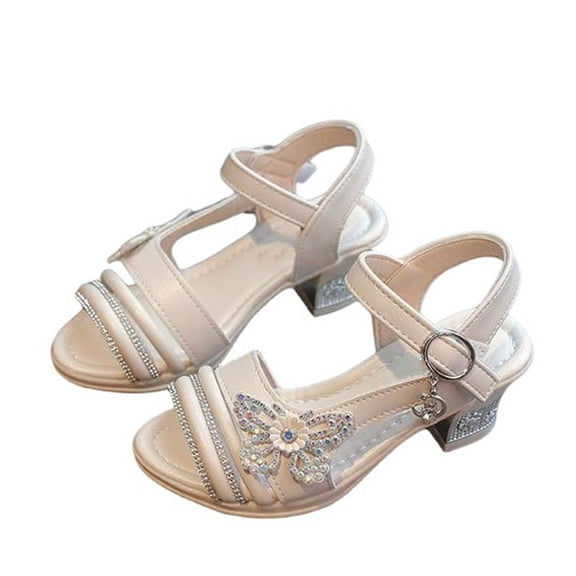 IVEYRTF Girls Bow Block Heel Dress Sandals Open Toe Adjustable Strap Wedding Party Shoes