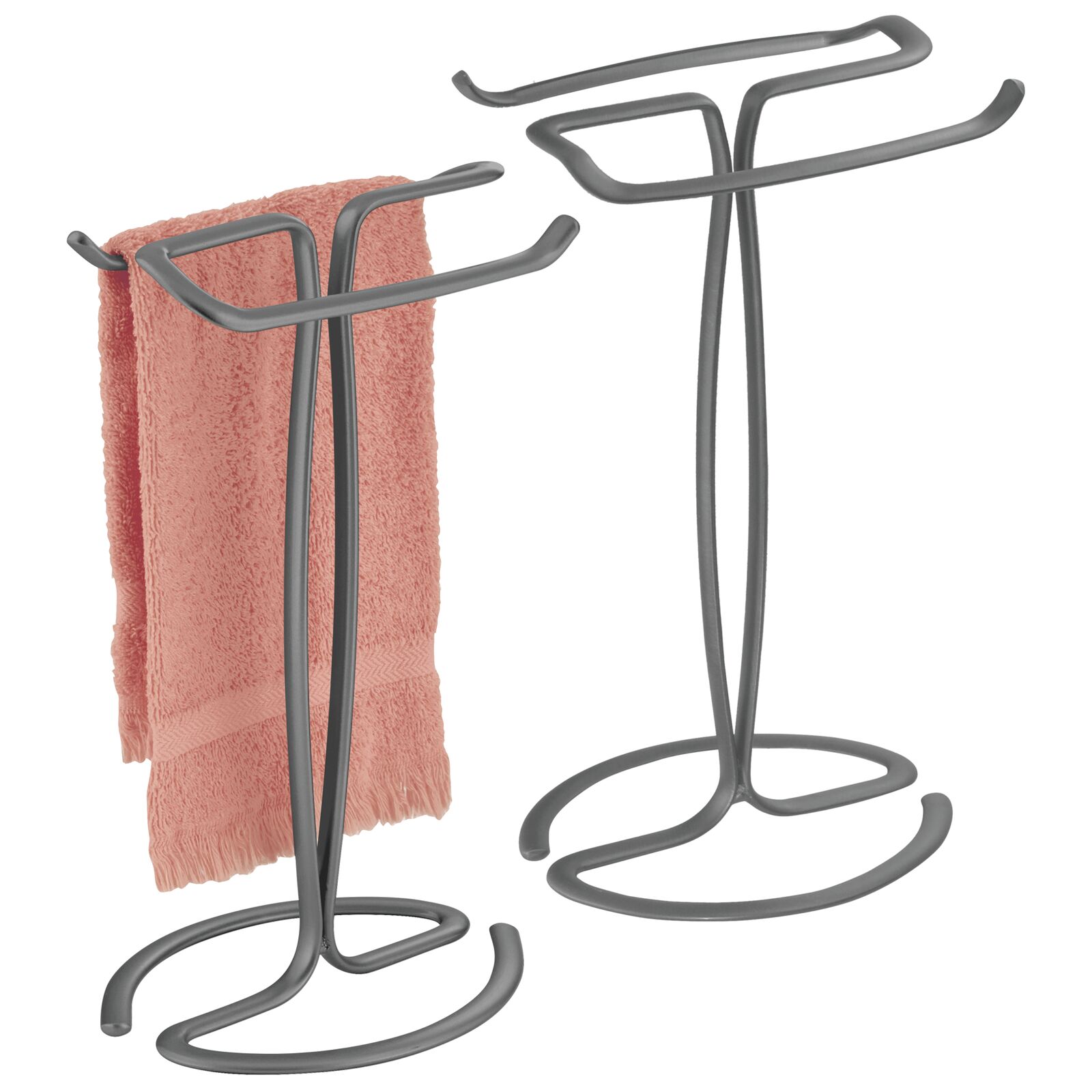 mDesign Metal Countertop Hand Towel Holder DoubleSided Stand for