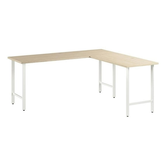 Hustle 72W x 24D L Shaped Computer Desk in Natural Elm - Engineered Wood