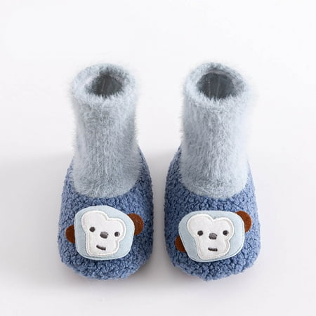 

TOWED22 Kids Christmas Socks Infant Baby Boy Girls Toddlers Indoor Animals Slipper Shoes Antislip Socks Booties First Walkers Sky Blue