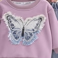 thumbnail image 4 of Baby Girls Outfits Girls Cute Print Fall Winter Clothes 9 12 18 Months 2t 3t 4t Toddler Girls Long Sleeve Top Jeans Bell-bottomed Pants 2PCS Set,4-5 Years,Light Purple, 4 of 5