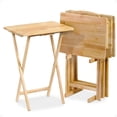 thumbnail image 1 of PJ Wood Folding TV Tray Tables with Compact Storage Rack 5 Piece Furniture Set, 1 of 10