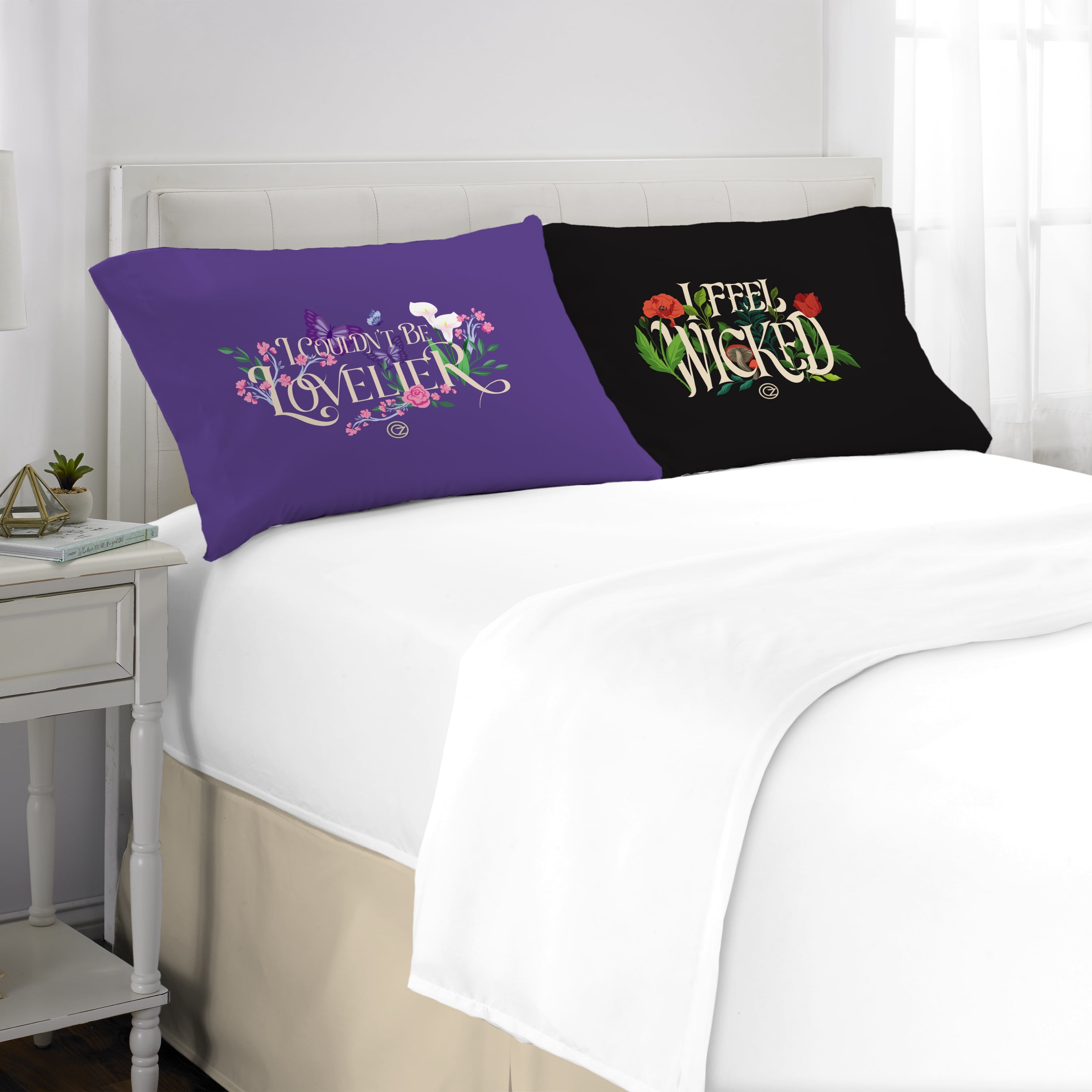 Wicked Purple Black Reversible Silky Satin Pillowcase, Standard Size, 2-Pack