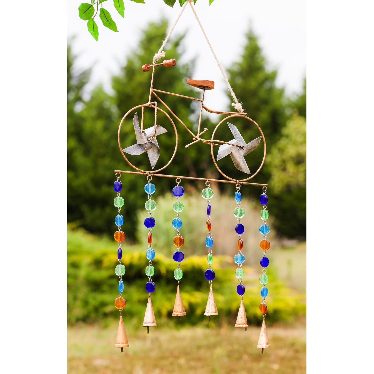 Evergreen Pinwheel Bicycle Garden Bells