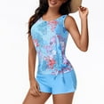 thumbnail image 6 of HaoXianJian Floral Print Womens Tankinis Bathing Suits Swimsuits for Women 2 Piece Summer Bathing Suits Long Torso Tank Tops Modest Loose Fits Strap Crew Neck Swimwear with Shorts S-2X, 6 of 8