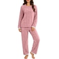 thumbnail image 2 of Frostluinai Womens Fuzzy Fleece Pajama Sets Long Sleeve Plush Pullover Warm Lounge Pants Soft Comfy Sleepwear Loungewear Two Piece, 2 of 10