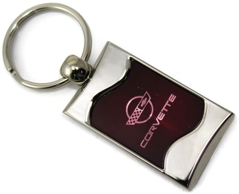 Chevrolet Chevy Corvette C4 Burgundy Wave Rectangular Key Chain