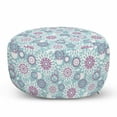 thumbnail image 1 of Floral Pouf Cover with Zipper, Repetitive Abstract Pointed Petals Tricolor Style Illustration, Soft Decorative Fabric Unstuffed Case, 30" W X 17.3" L, Mauve Pale Blue Grey, by Ambesonne, 1 of 5