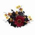 thumbnail image 2 of Fmbmuo Candle Ring Wreath 12 Inch Artificial Sunflower Chrysanthemum Fall Table Centerpiece For Halloween Thanksgiving Home Decor,Red, 2 of 5