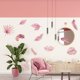 thumbnail image 4 of Juego de 2 hojas de calcomanías de pared con plantas tropicales rosas, hojas de palma, vinilo decorativo, arte de pared DIY, 4 of 8