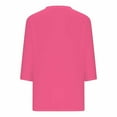 thumbnail image 5 of Black and Friday Deals 2023 Cotonie Women's Solid Color T-shirt 3/4 Sleeves Pullover V-Neck Blouse 2023 Trendy Casual Tops,Hot Pink,M, 5 of 5