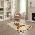 thumbnail image 2 of ODIKA 4'x6' Washable Area Rug Non-Slip, Chair-Friendly, Flatwoven Vintage Motif Distressed Farmhouse Border Folk Lettering Primitive Flowing for Home Office, Under Desk, 2 of 7