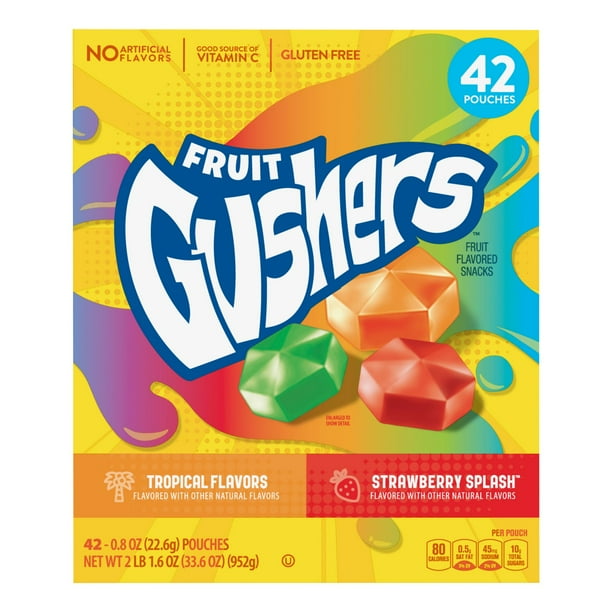 Gushers Strawberry Splash and Tropical Flavor Fruit Snacks 42 Count