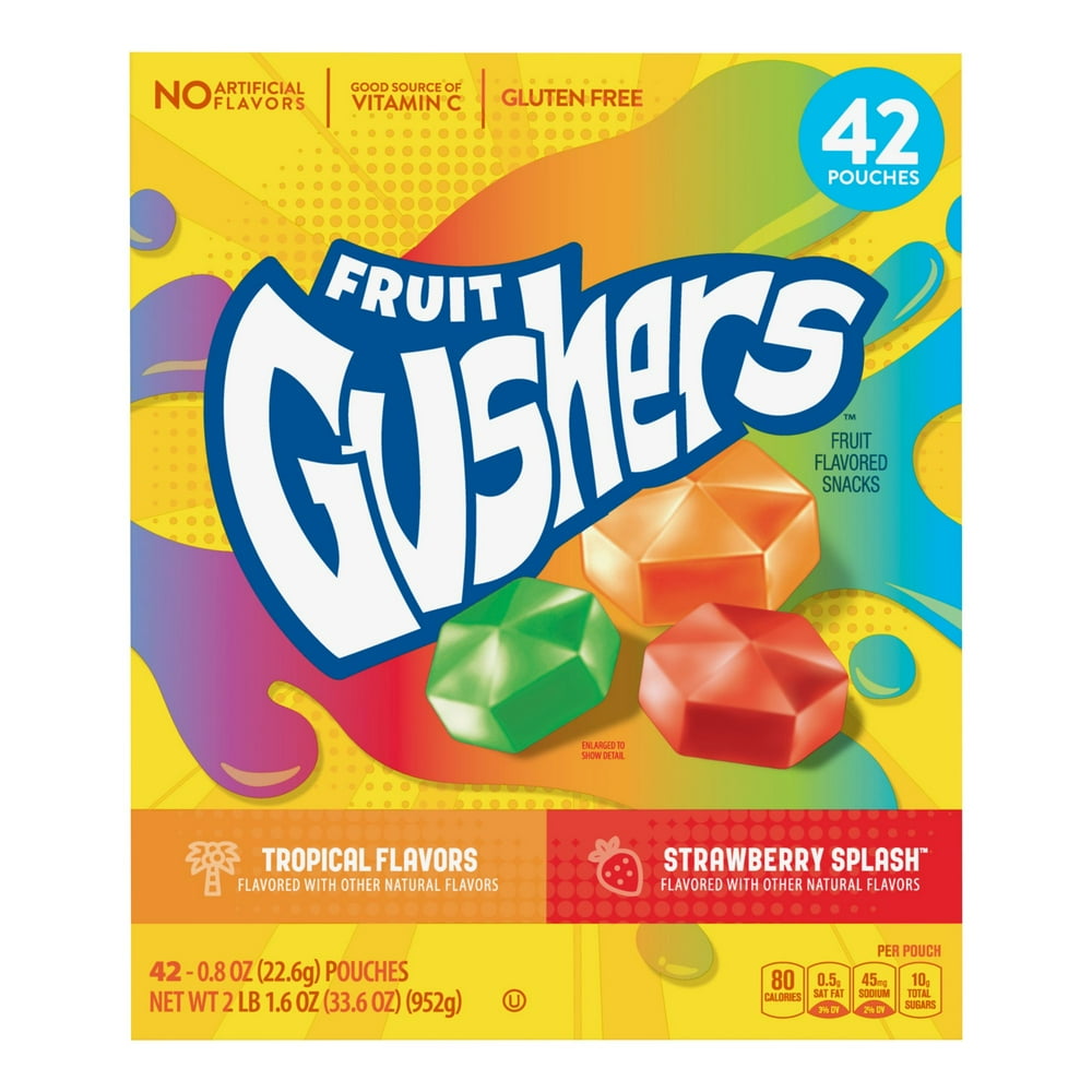 Gushers Strawberry Splash and Tropical Flavor Fruit Snacks 42 Count.