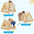 thumbnail image 4 of 3 in 1 Wooden Climbing Toys, Toddler Indoor Gym Playset, 3-Sided Wooden Triangle Climber with Climbing Net,Sliding Ramp & Board for Kids Boys Girls, 4 of 7