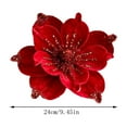 thumbnail image 2 of Artificial Glitter Magnolia Flowers Christmas Poinsettia Ornaments for Christmas Tree Wreath Garland Xmas New Year Decoration, High-Quality Cloth Sparkling Simulated Flowers, 2 of 3