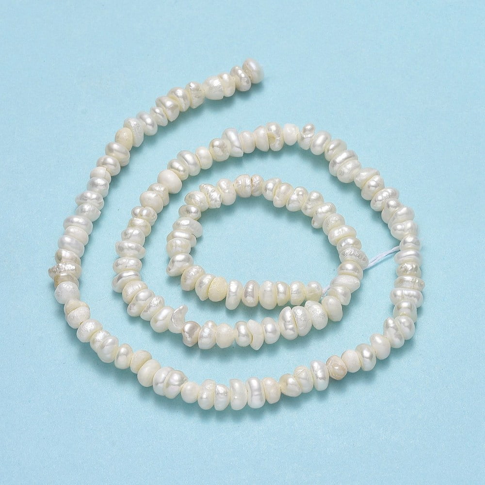 3Strand Natural Cultured Freshwater Pearl Beads Strands Keshi Pearl Beads Nuggets Linen 4~5.5x3.5~4x3~3.5mm Hole: 0.6mm about 129~130pcs/strand 13.78''(35cm)