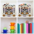 thumbnail image 6 of Foldable Storage Basket,Canvas Fabric Foldable Storage Bins with Handles Open Home Storage Bins Boxes for Toy Book Shelf Closet Baskets Skull with Candles and Pumpkins, 6 of 8